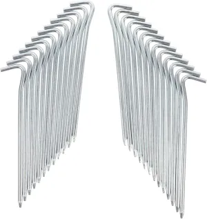FAVOMOTO 25pcs Heavy Duty Metal Tent Stakes for Camping Galvanized Iron Tent Pegs for Gazebos and Groundsheets Wind Resistant and Durable