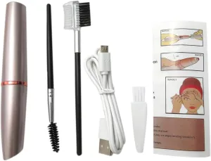 Female Rechargeable Eyebrow Trimmer, Portable Eyebrow Razor for Facial Hair, Built-in Soft LED Light and Sharp Stainless Steel Blade, with Two Extra Eyebrow Brushes (Rose Gold)