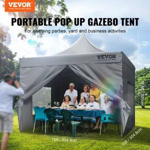 (FINAL PRICES ARE LOWER ON OUR SITE!) VEVOR 10x10 FT Pop up Canopy with Removable Sidewalls, Instant Canopies Portable Gazebo & Wheeled Bag, UV Resistant Waterproof, Enclosed Canopy Tent for Outdoor Events, Patio, Backyard, Party, Camping