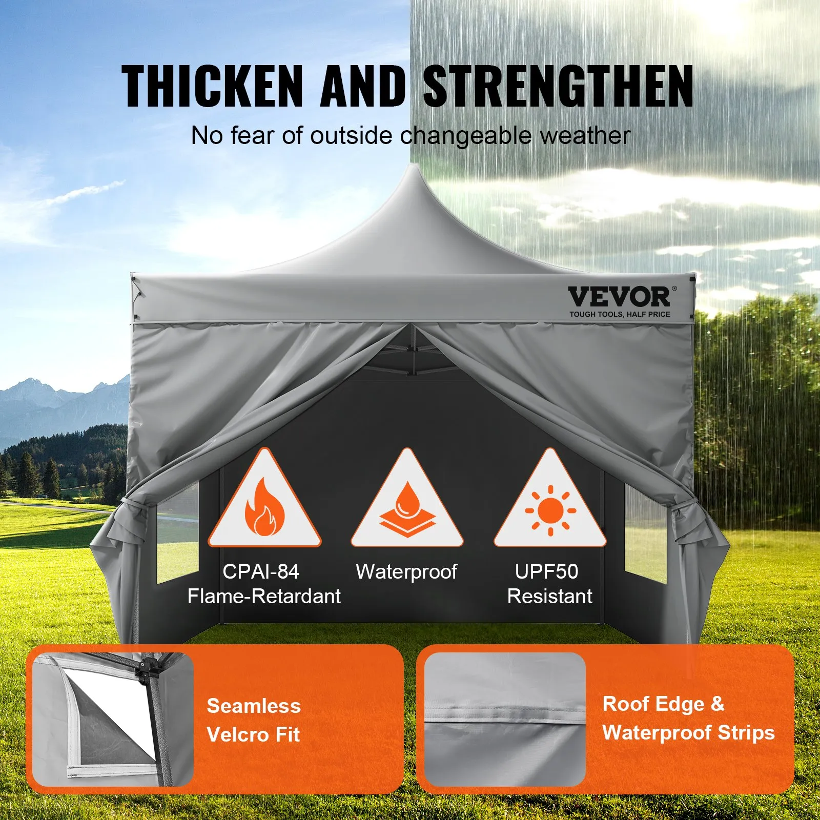 (FINAL PRICES ARE LOWER ON OUR SITE!) VEVOR 10x10 FT Pop up Canopy with Removable Sidewalls, Instant Canopies Portable Gazebo & Wheeled Bag, UV Resistant Waterproof, Enclosed Canopy Tent for Outdoor Events, Patio, Backyard, Party, Camping