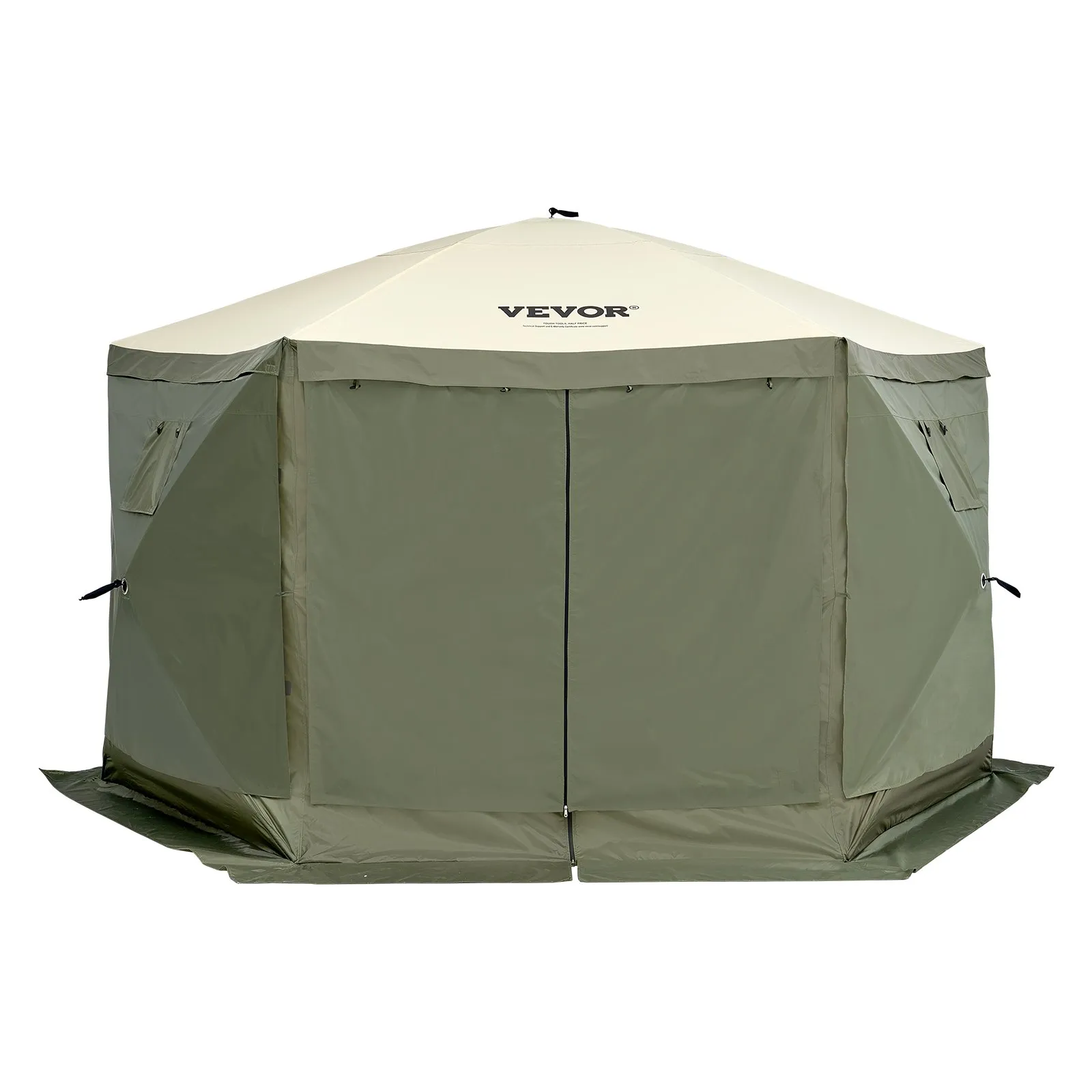 (FINAL PRICES ARE LOWER ON OUR SITE!) VEVOR Pop Up Gazebo Tent, Pop-Up Screen Tent 6 Sided Canopy Sun Shelter with 6 Removable Privacy Wind Cloths & Mesh Windows, 12x12FT Quick Set Screen Tent with Mosquito Netting, Army Green