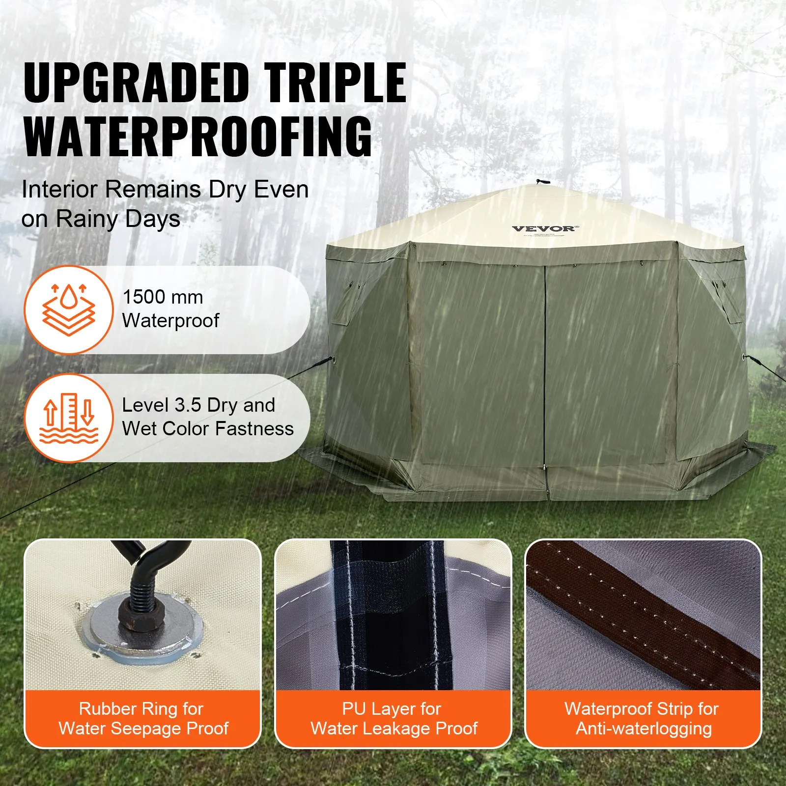 (FINAL PRICES ARE LOWER ON OUR SITE!) VEVOR Pop Up Gazebo Tent, Pop-Up Screen Tent 6 Sided Canopy Sun Shelter with 6 Removable Privacy Wind Cloths & Mesh Windows, 12x12FT Quick Set Screen Tent with Mosquito Netting, Army Green