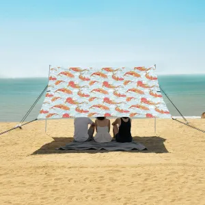 Fish in The Sea Waves Beach Canopy Tent Anti-UV & Wind Resistant, Hand Drawing Camping Sun Shelter Easy Setup Portable,Outdoor Shade Tents with Sandbags,Sand Shovels,Ground Pegs & Stability Pol
