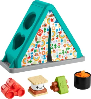 Fisher-Price Baby Developmental Toy S’More Shapes Camping Tent Block Sorting Activity for Infants Ages 6  Months