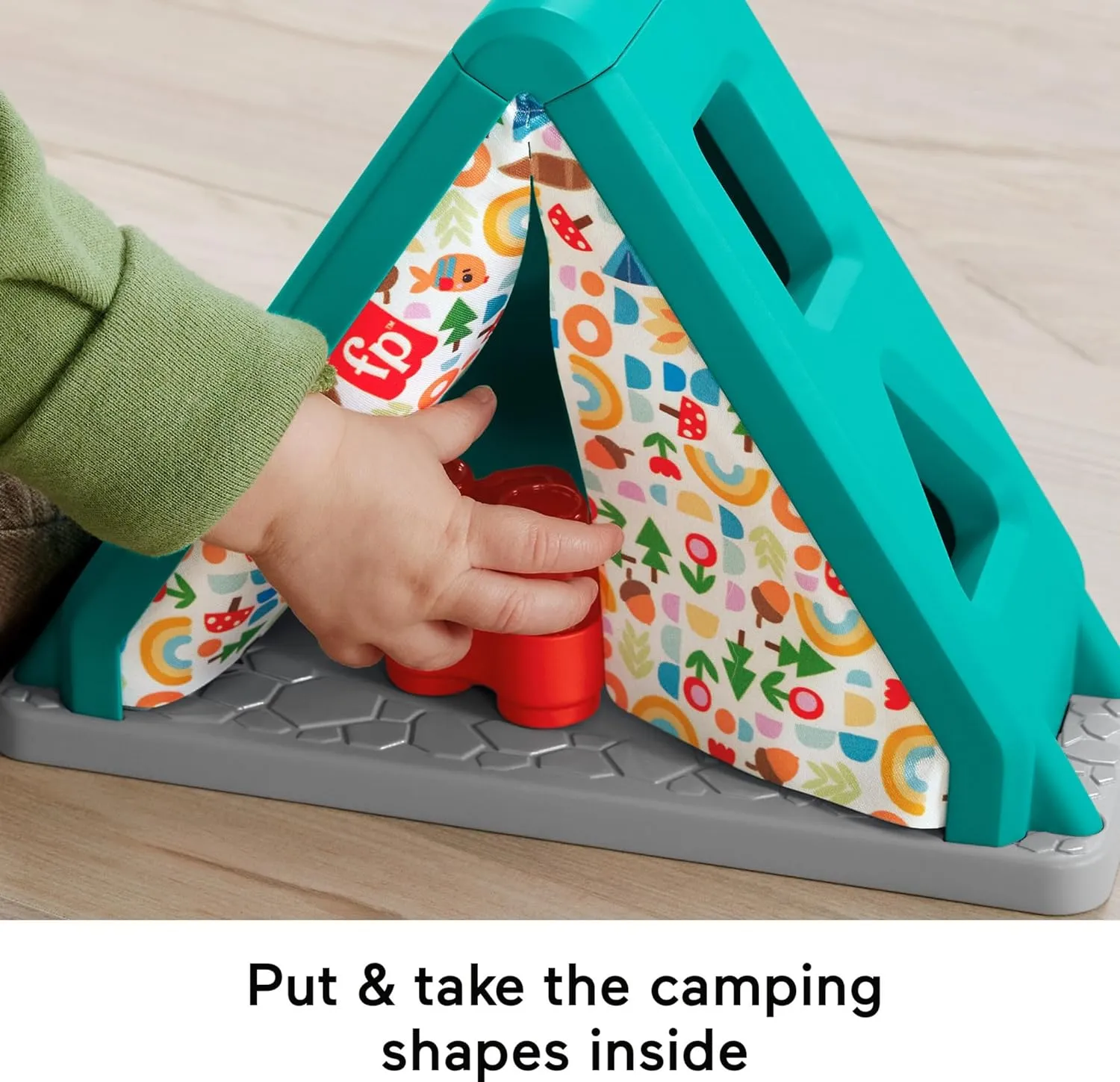 Fisher-Price Baby Developmental Toy S’More Shapes Camping Tent Block Sorting Activity for Infants Ages 6  Months