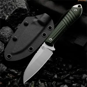 Fixed Blade Outdoor Knife, 2.95 Inches, Glass Reinforced Nylon Handle, Camping Hunting Tool with Sheath (Green handle)
