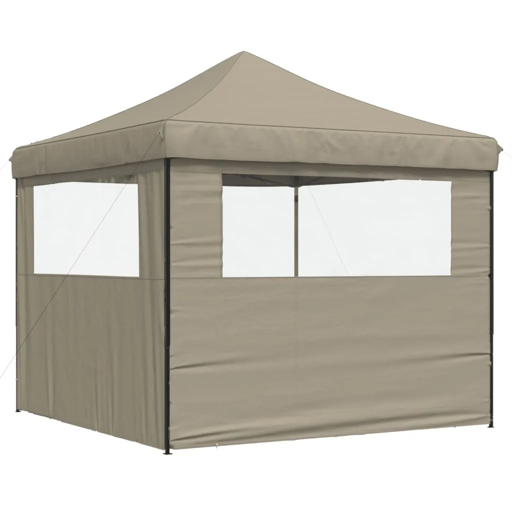 Foldable Party Tent Pop-Up with 2 Sidewalls Taupe