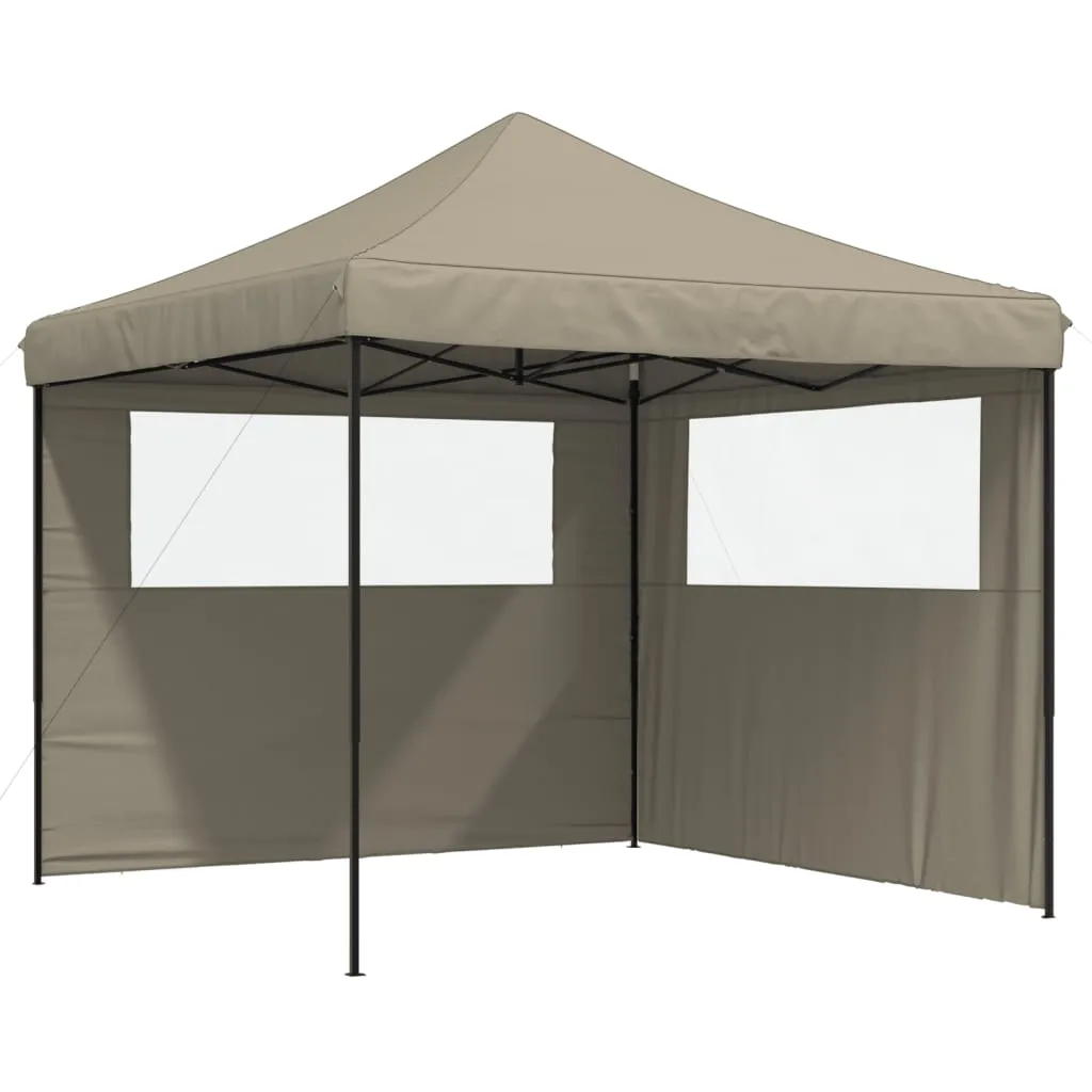 Foldable Party Tent Pop-Up with 2 Sidewalls Taupe