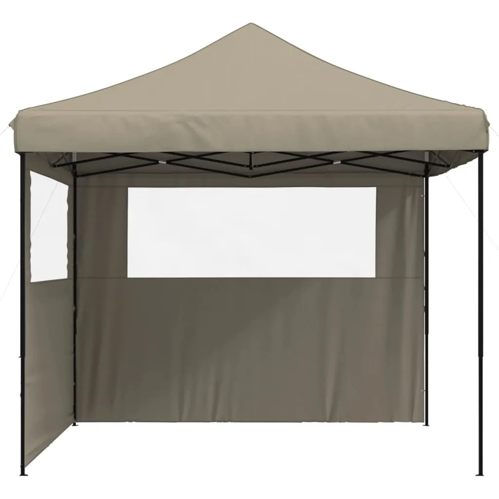 Foldable Party Tent Pop-Up with 2 Sidewalls Taupe