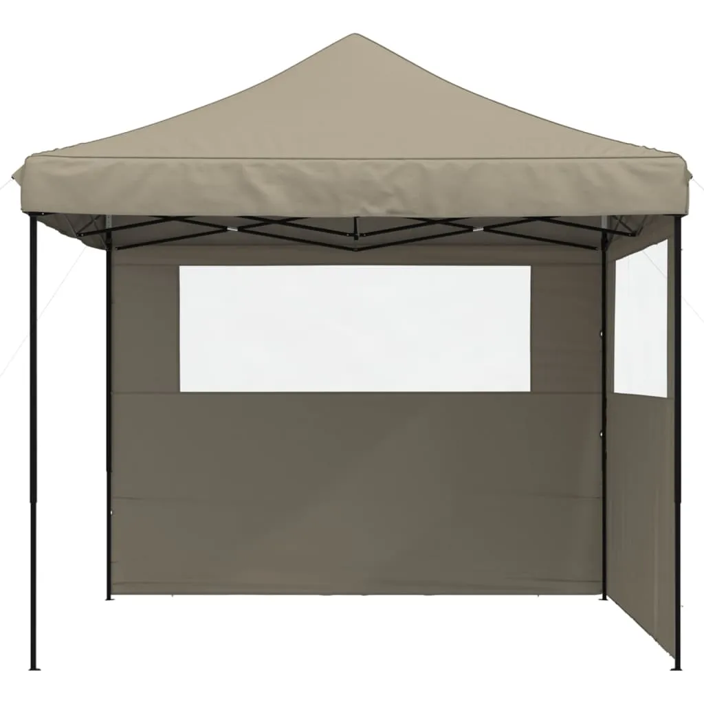 Foldable Party Tent Pop-Up with 2 Sidewalls Taupe