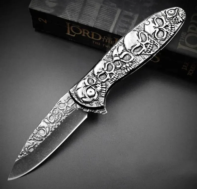Foldable Tactical Skull Knife - Compact EDC Tool