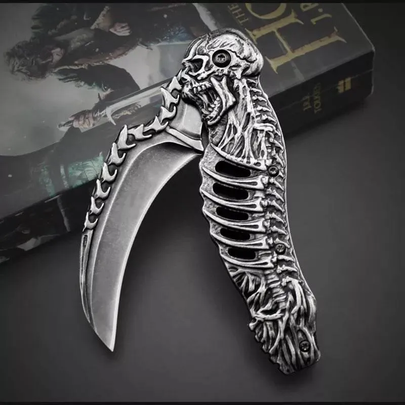 Foldable Tactical Skull Knife - Compact EDC Tool