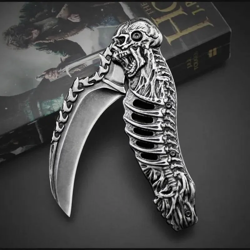Foldable Tactical Skull Knife - Compact EDC Tool