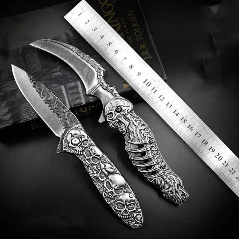Foldable Tactical Skull Knife - Compact EDC Tool