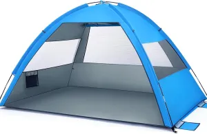Folding Beach Tent, Large Sun Shelter, UPF 50  Pop Up Beach Tent, Portable Family Tents, Quick Open Canopy for 2-4 People Camping Travel