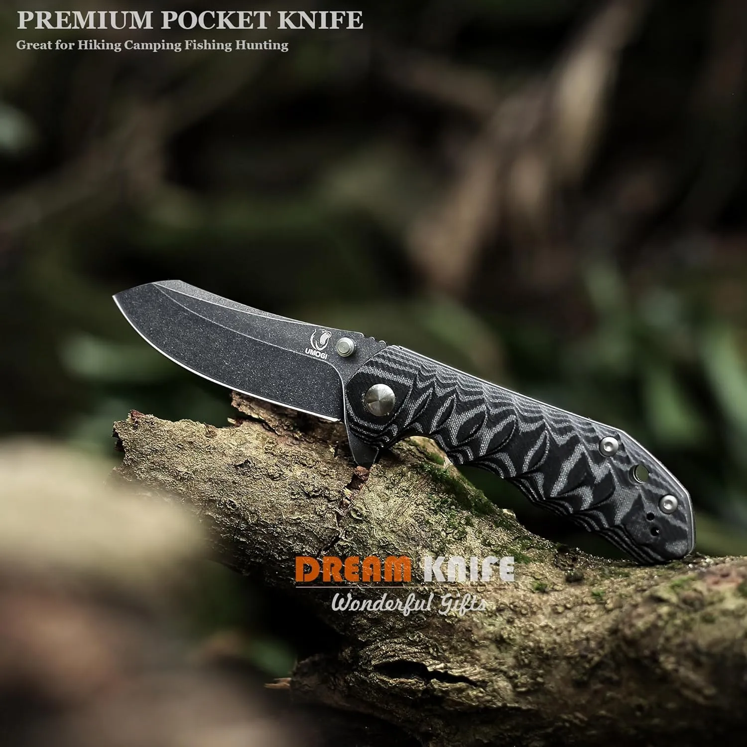 Folding Knife - 14C28N Blade, Linen Micarta Handle Safety Liner Lock - Outdoor Camping Hiking Knife, Father’s Day Men Husband Gifts. With Screwdriver for DIY