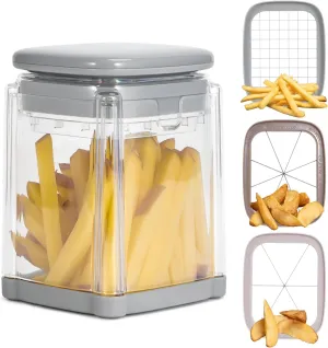 French Fry Cutter 3 in 1 Potato Onion Chopper Multifunction Egg Apple Slicer Kitchen Vegetable Cutter Dicer for Cucumber, Tomato, Zucchini, Carrot, Citrus Stainless Steel Blade