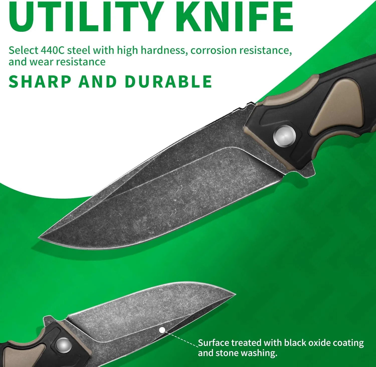 FULLHI 4.4“ chef‘s Knives, Multifunctional knives 440C steel Blade,PP Handle with Sheath and Sharpener for Outdoor Cooking camping men,women gifts