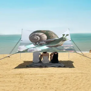 Funny Snail with Jetpack Beach Canopy Tent Anti-UV & Wind Resistant, Camping Sun Shelter Easy Setup Portable,Outdoor Shade Tents with Sandbags,Sand Shovels,Ground Pegs & Stability Poles