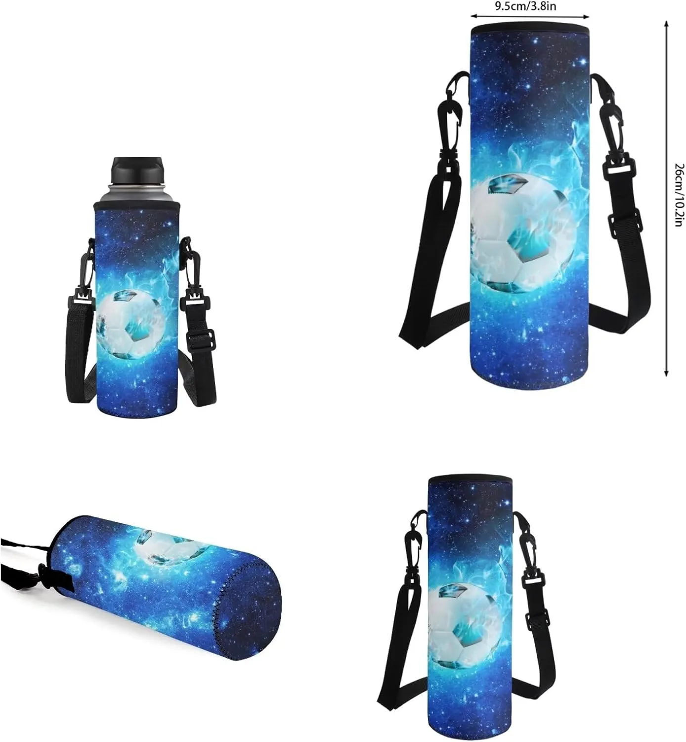 Galaxy Soccer Backpack for Boys Kids Backpack with Lunch Box Water Bottle Pouch and Pencil Cup 4PCS Bookbag Set for School Teens 17 inch Large School Bag with Side Pocket for Elementary Girls