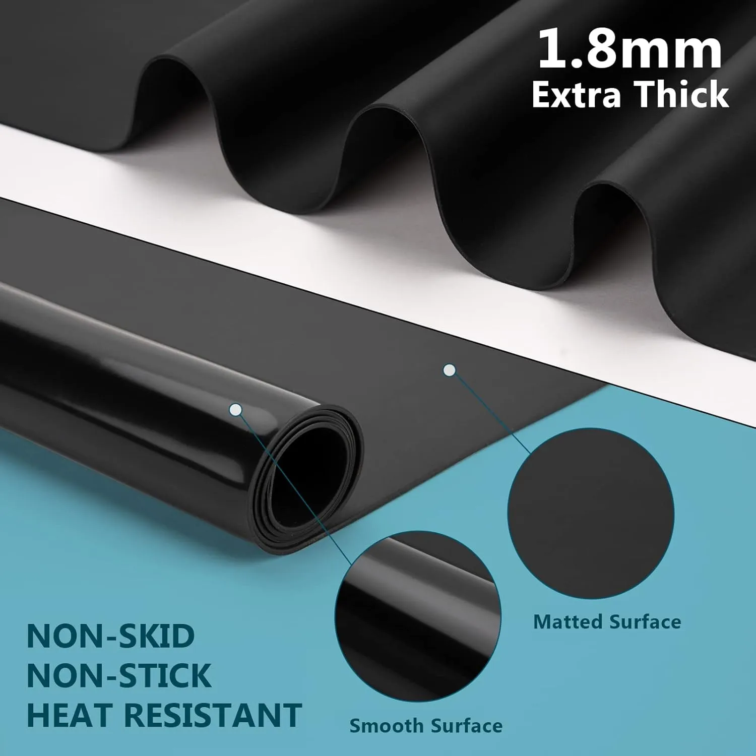 Gartful Extra Large Silicone Mats for Crafts, 35.4 x 23.6 inch Silicone Sheet, 1.8mm Thick Silicone Pad for Jewelry Casting Resin Mold, Nonstick Placemat, Countertop Protector, Counter Table, Black