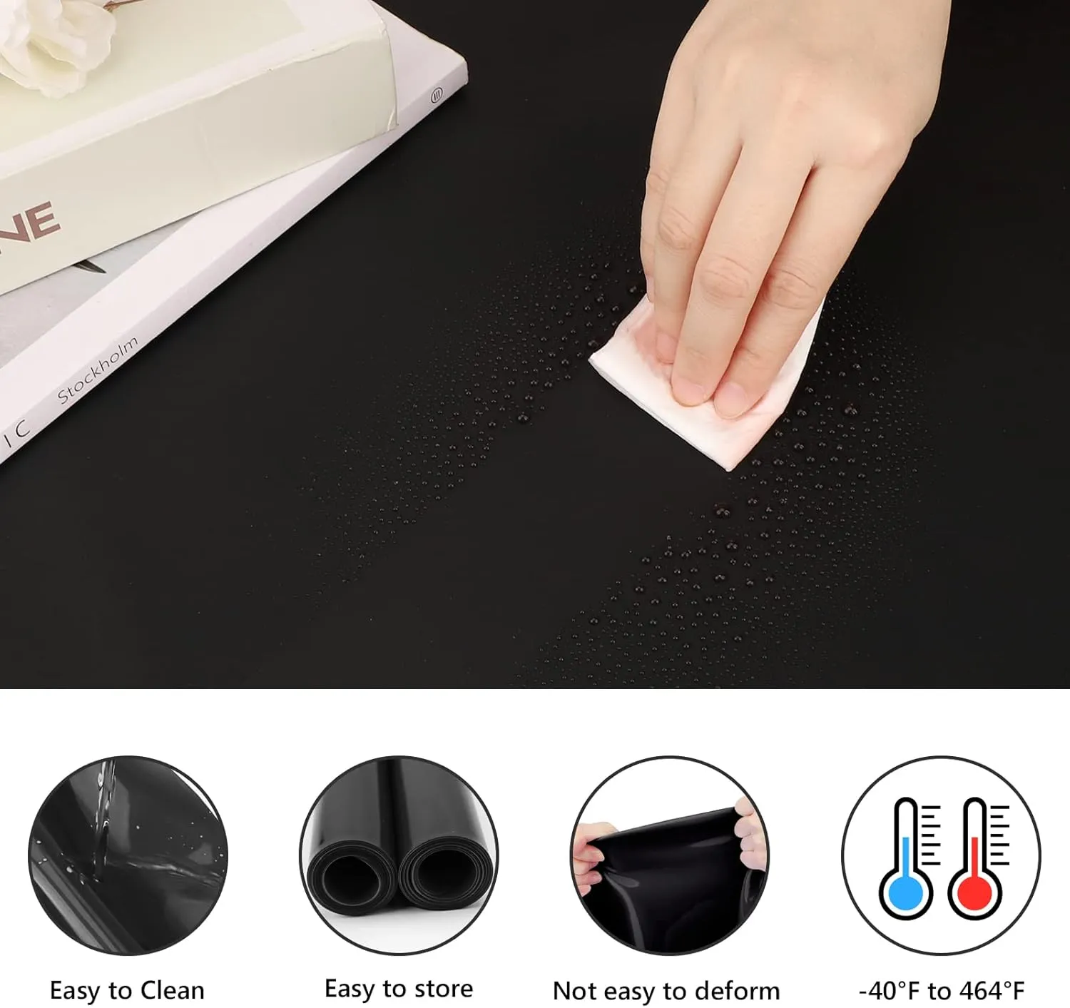 Gartful Extra Large Silicone Mats for Crafts, 35.4 x 23.6 inch Silicone Sheet, 1.8mm Thick Silicone Pad for Jewelry Casting Resin Mold, Nonstick Placemat, Countertop Protector, Counter Table, Black