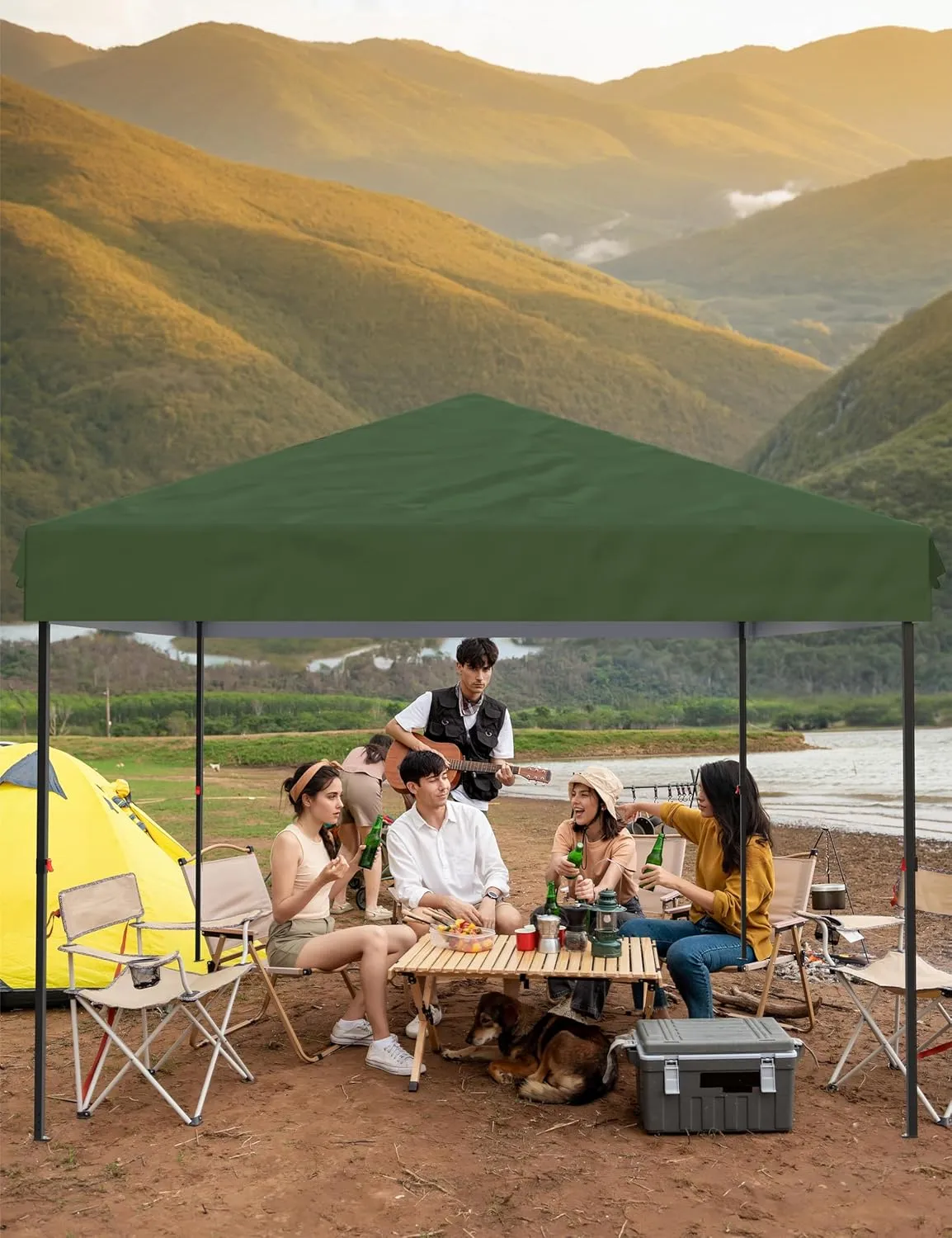 Garvee 10x10 Pop Up Canopy Tent Outdoor Canopy One-Person Set Up Heavy Duty Commercial Instant Tent Shelter, 3-Sidewall Green