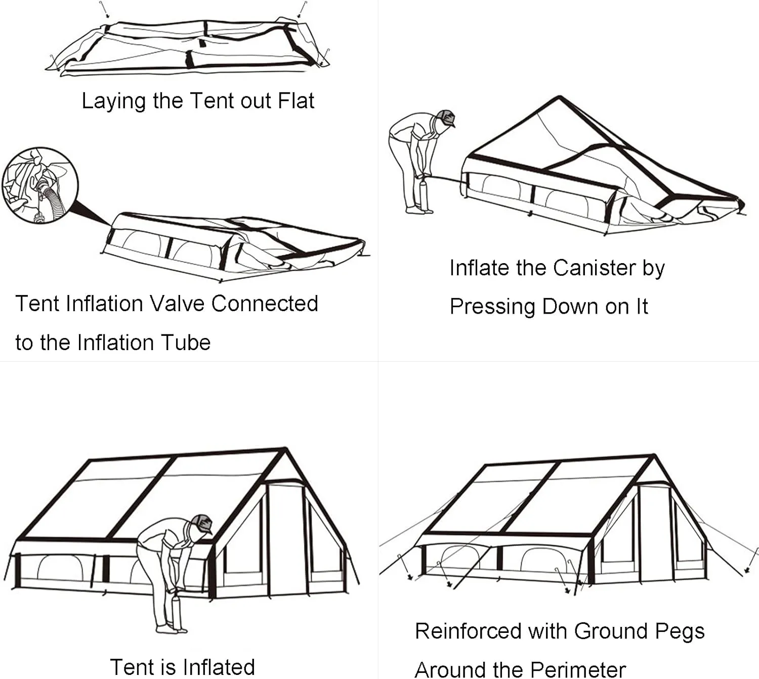 GeRRiT Inflatable Camping Tent with Pump, Large Outdoor Yurt Tents for Camping Waterproof Easy Setup - Canvas Hot Tents 4-8 Person Air Blow Up Tent Cabin - 4 Season Family Glamping Tents