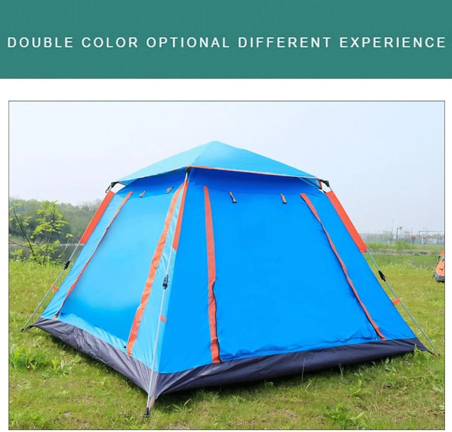GERRIT Outdoor 4/6 Person Automatic Quick-Opening Tent, Travel Camping Tent, Rainproof Sunshine-Proof Tent Fishing Hiking Sunshine Shelter (Color : B)
