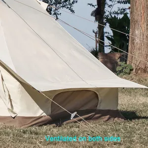 GeRRiT Outdoor Cotton Canvas Tent, Luxury Yurt Tents, Waterproof Large Tents with Sturdy Center & Door Pole and Space for 5~6 Person All 4 Season Camping Yurt Style Tent