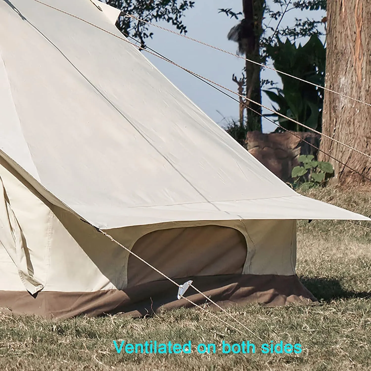 GeRRiT Outdoor Cotton Canvas Tent, Luxury Yurt Tents, Waterproof Large Tents with Sturdy Center & Door Pole and Space for 5~6 Person All 4 Season Camping Yurt Style Tent