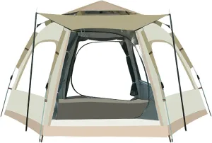 GERRIT Portable Camping Tent for 3-4/5-8 People, Simple Pop-up Tent, Waterproof, Windproof, UV Resistant Outdoor Camping (Size : L)