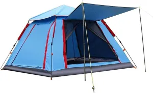 GeRRiT Tent,Camping Thickened Rainproof Beach Awning House Family Camping with Moisture Color:Blue,Size:240x240x154cm