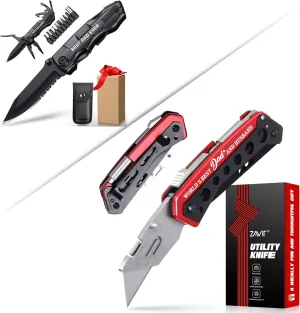 Gifts for Dad Husband, Fathers Day Dad Gifts, 6 in 1 Utility Knife Box Cutter, BEST DAD EVER Multitool Knife, Birthday Gifts for Dad