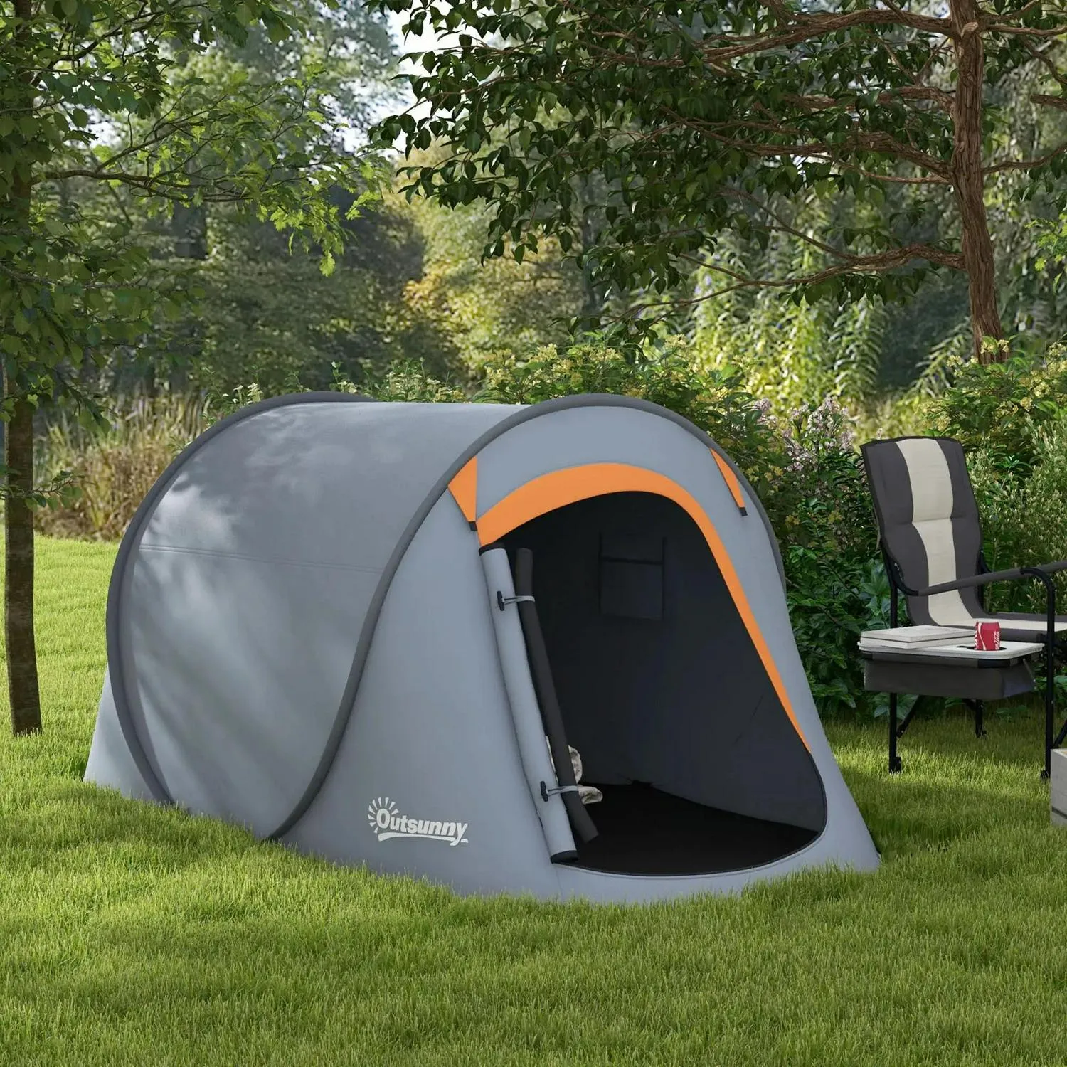 Global reach Two-Man High-end design Pop-Up Outsunny Grey - Dome With Accessories Tent,
