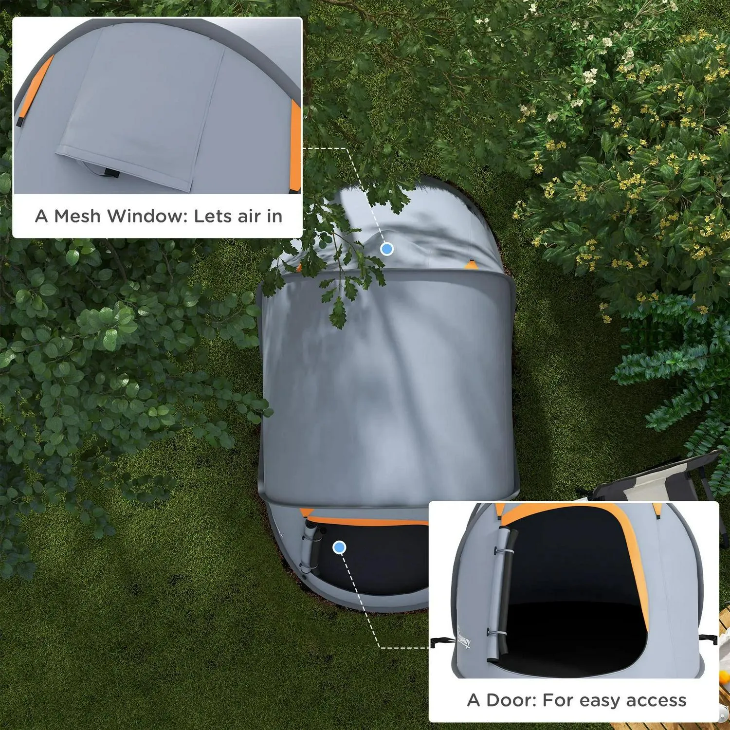 Global reach Two-Man High-end design Pop-Up Outsunny Grey - Dome With Accessories Tent,