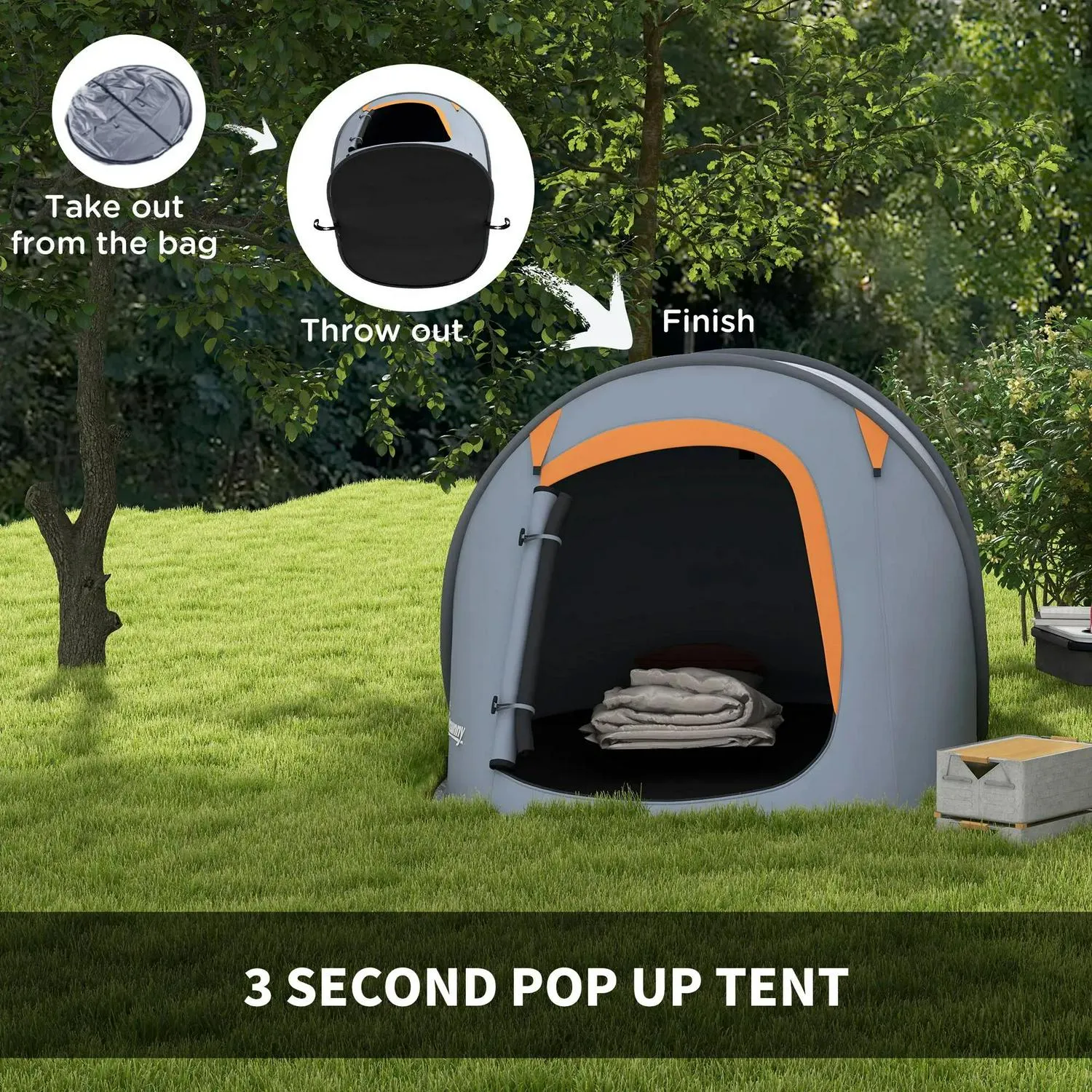 Global reach Two-Man High-end design Pop-Up Outsunny Grey - Dome With Accessories Tent,