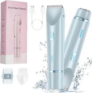 Glow Aura Womens Shaver, Silky Glow 2 in 1 Body Shaver, IPX7 Waterproof Glow Aura Womens Electric Razor, Type-C Glowshave Dual Head Electric Bikini Trimmer for Women Private Area