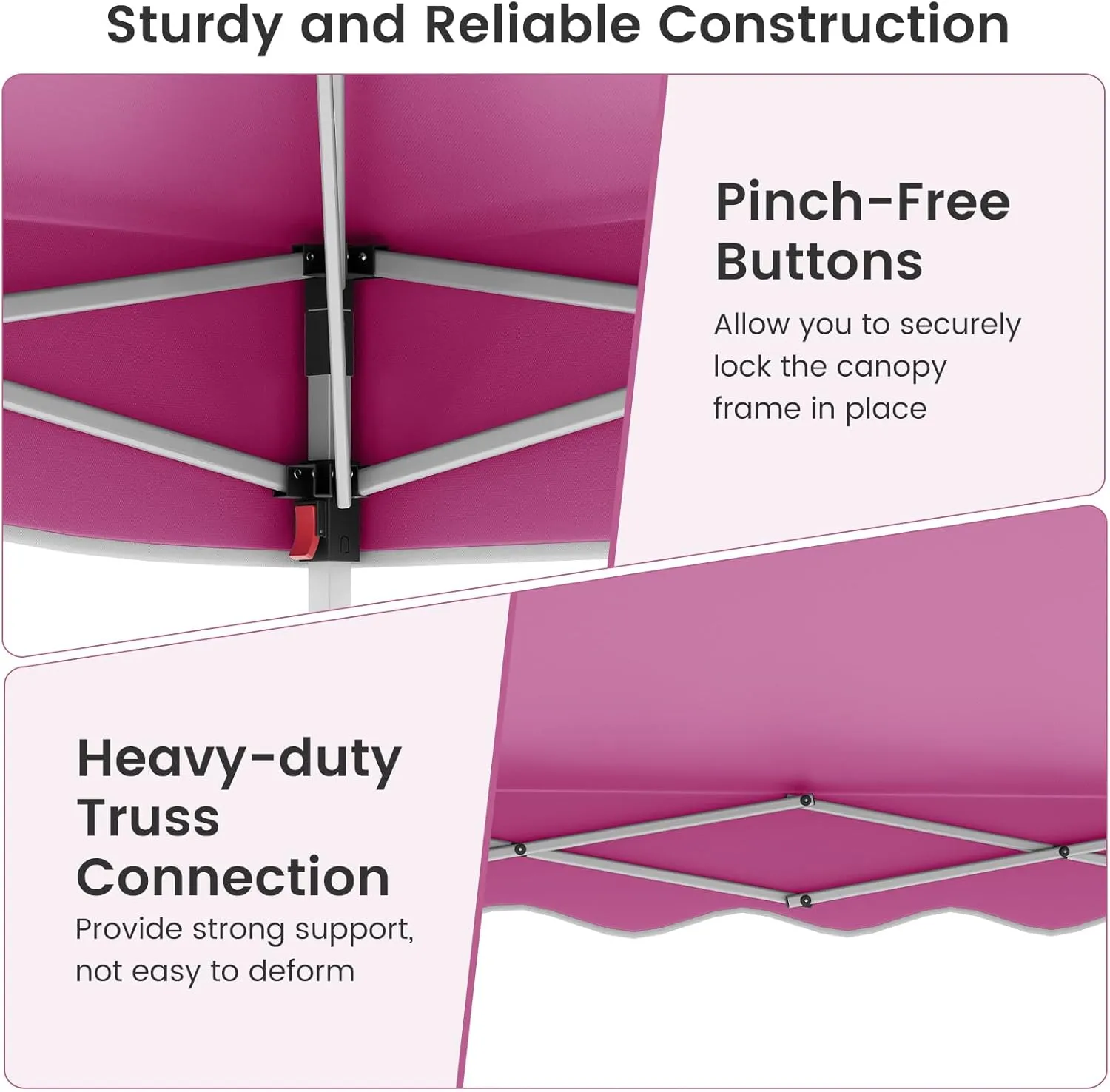 Goplus 10 X 10 FT Pop up Canopy Tent, Portable Foldable Outdoor Patio Shelter w/Wheeled Bag, 8 Stakes, 4 Anchors, 4 Wind Ropes, 4 Sandbags, Heavy-Duty Commercial Party Event Camping Tent, Easy (Pink)