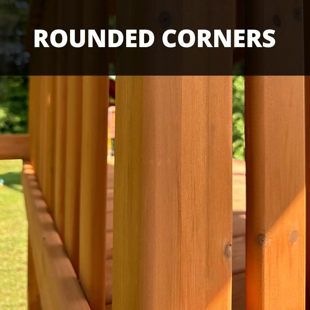 Gorilla Playsets 01-1073-Y Outing Wood Swing Set with Green Vinyl Tarp & Twisted Tube Slide - Yellow Slides, Amber