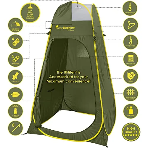 Green Elephant Camping Shower Tent - Portable Changing Tent, Pop Up Shower Tent for Camping, Outdoor Bathroom Tent, Camp Shower Tent, Pop Up Privacy Tent for Portable Toilet, Portable Dressing Room