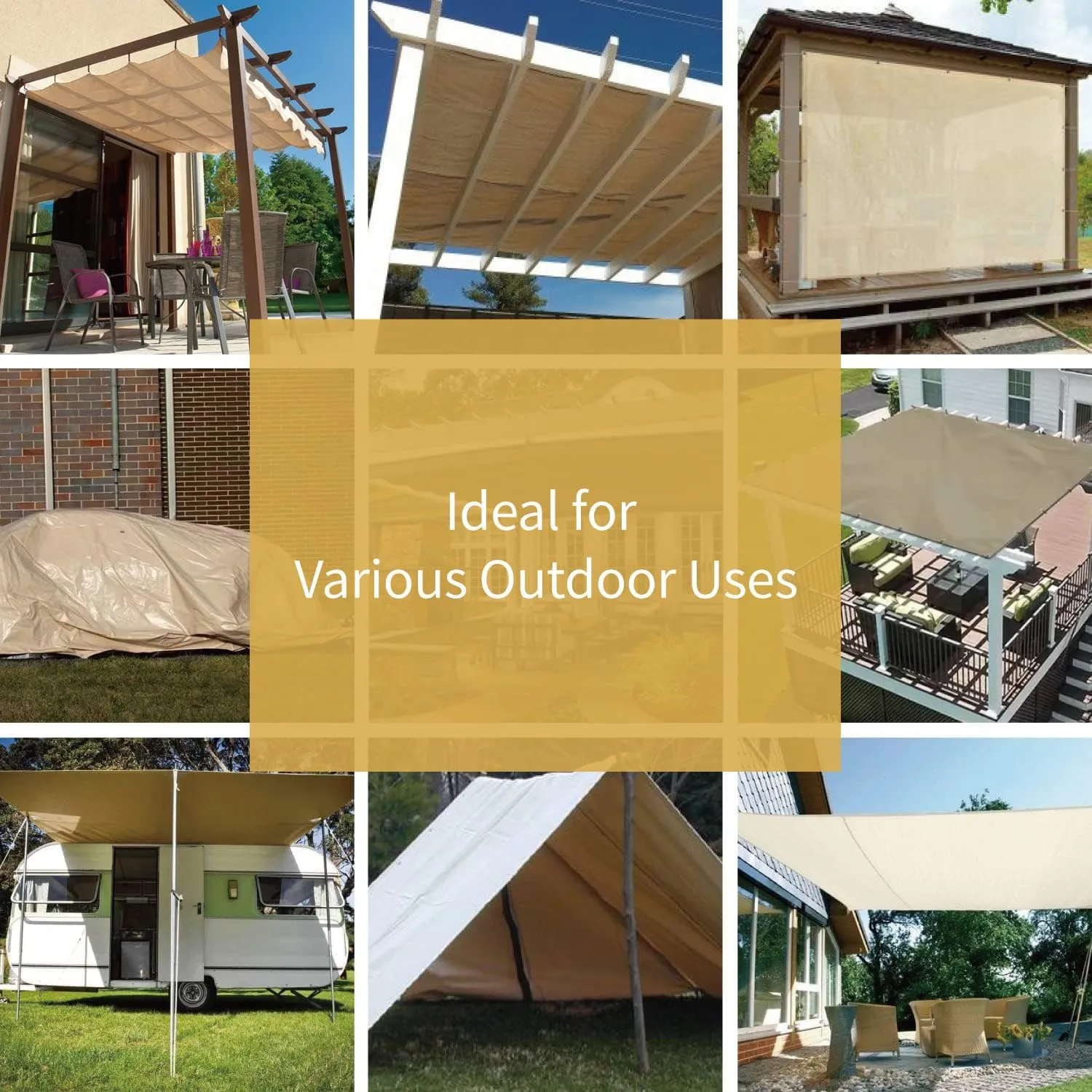 GUARD SHIELD Beige Tarp Heavy Duty Waterproof 12x16 Feet Outdoor Poly Tarps Cover Thick UV Resistant Canopy Tarpaulin with Grommets 10mil