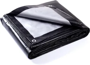 GUARD SHIELD Black Silver Tarp Waterproof 10x20 Feet Rain Cover for Outdoor Lightweight Weatherproof Tarps 8mil