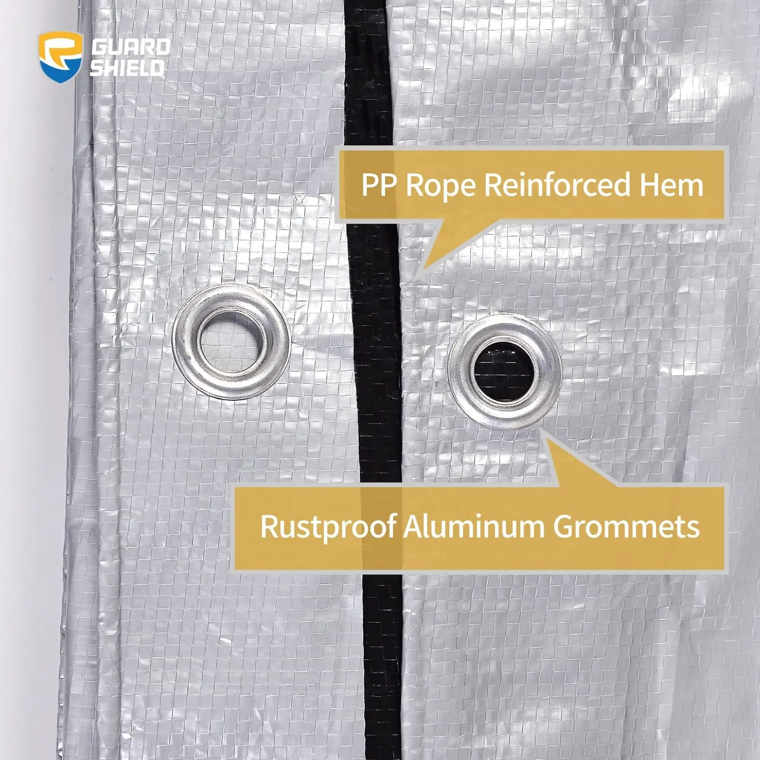 GUARD SHIELD Silver/Black Tarp Waterproof 12x16 Feet Medium Duty All Purpose Poly Tarps Cover 7mil