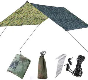 Hammock Tarp, Waterproof Hammock Rain Fly, UV Block Rainproof Rain Tarp Versatile Camping Tarp, Lightweight Portable Hammock Tarp Easy Set Up with Installation Tools for Outdoor Camping Hiking