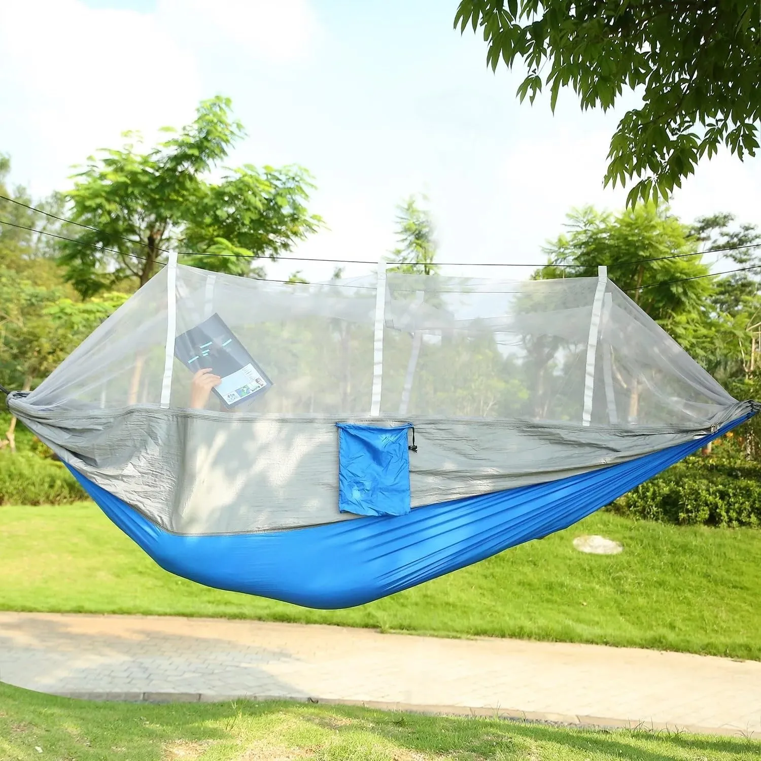 Hammock with Mosquito Net Lightweight Jungle Hammock for Trekking, Backpacking, Nylon Travel Hammock with Mosquito for Travel, Garden, Hiking, Survival (Color : E)