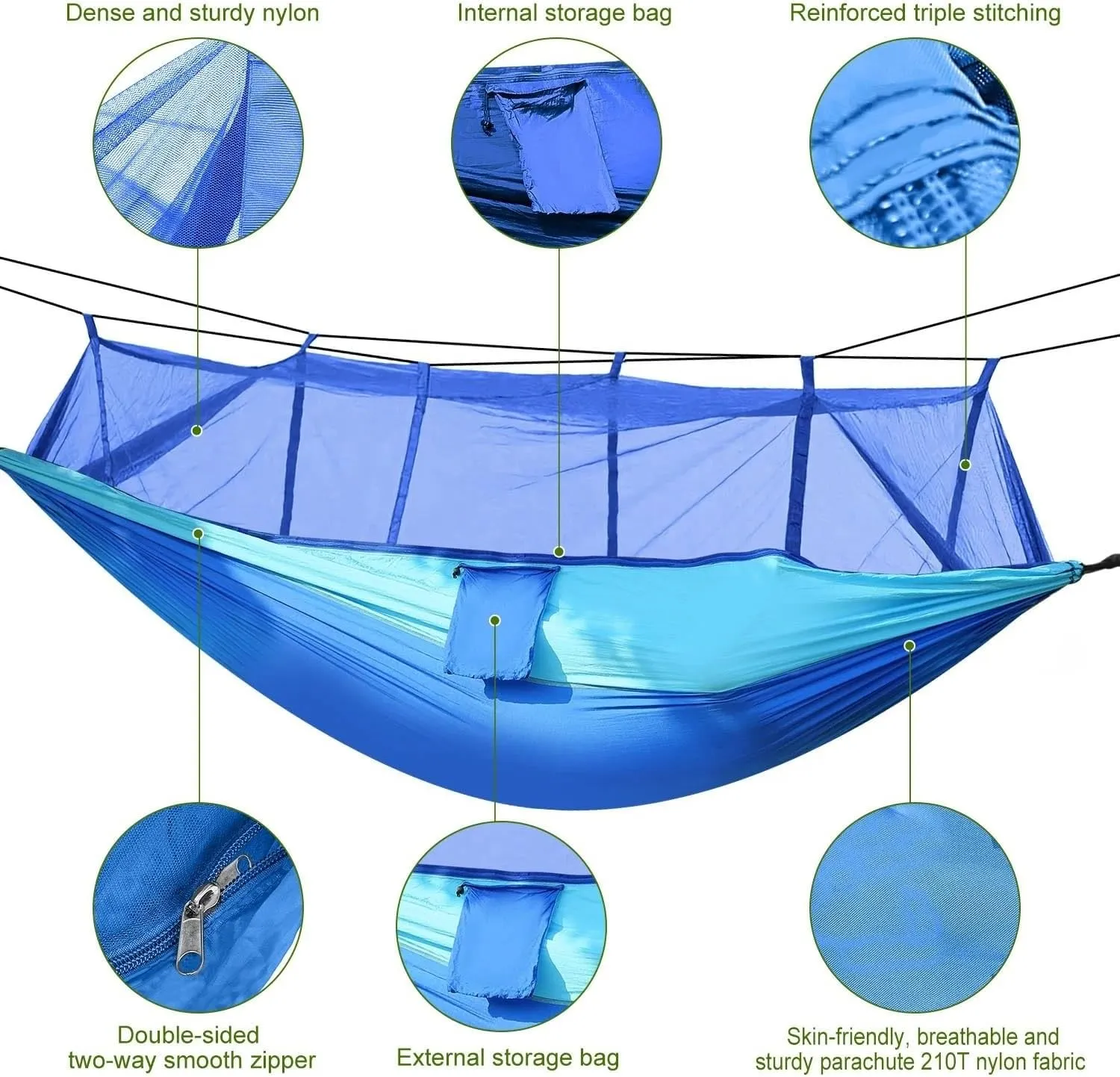 Hammock with Mosquito Net Lightweight Jungle Hammock for Trekking, Backpacking, Nylon Travel Hammock with Mosquito for Travel, Garden, Hiking, Survival (Color : E)
