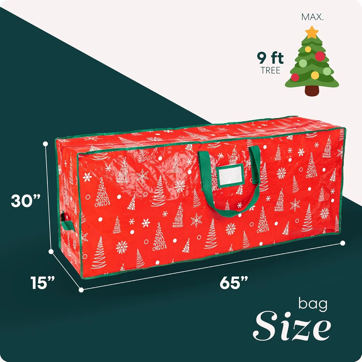 Handy Laundry Christmas Tree Storage Bag - Stores 9 Foot Artificial Xmas Holiday Tree, Durable Waterproof Material, Zippered Bag, Carry Handles. Protects Against Dust, Insects and Moisture.