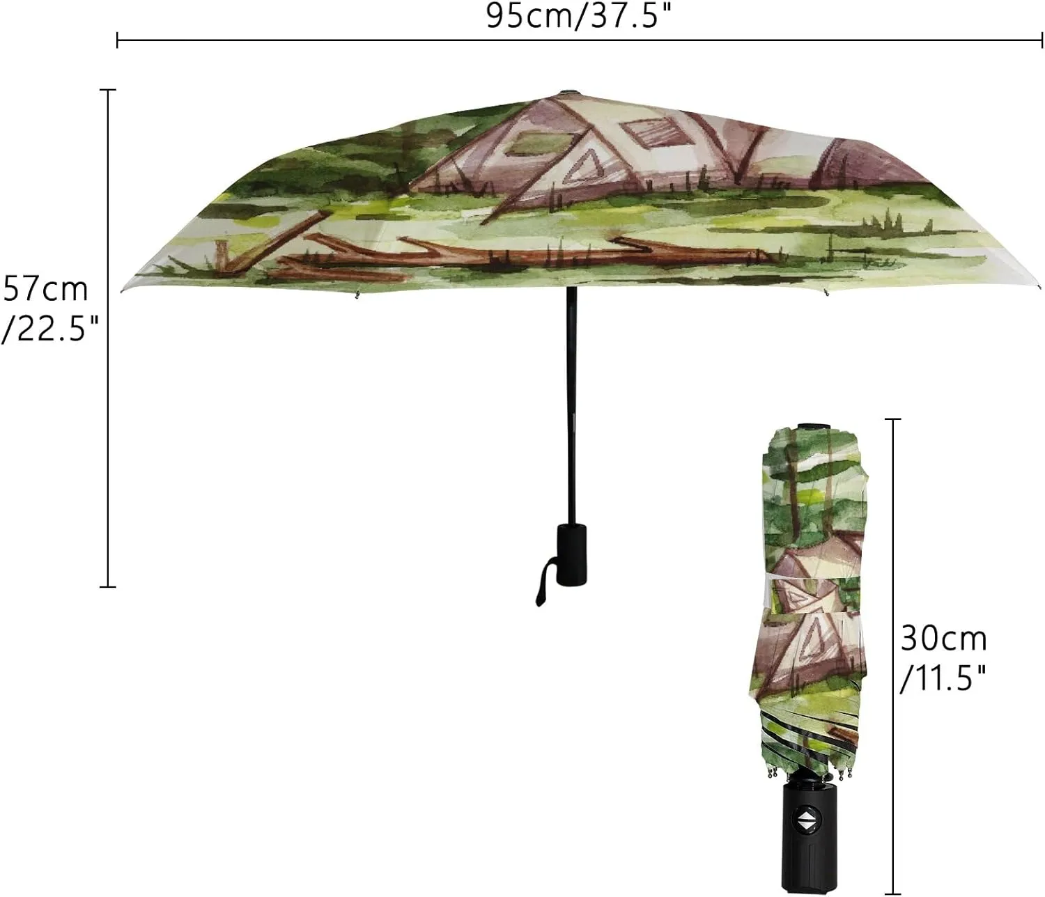 Hapuxt Folding Umbrellas Summer Pond Koi Fishes Windproof Travel Umbrella Rain Sun Automatic Portable Compact Umbrella for Backpack Golf Umbrella Women Men Adults
