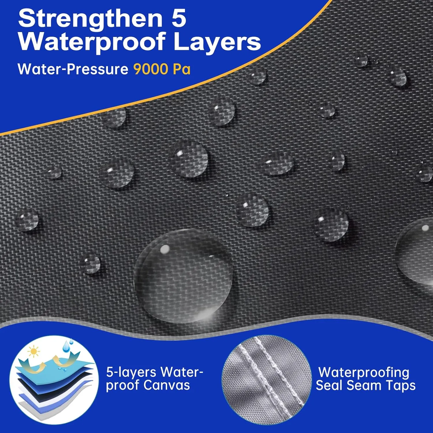 Heavy Duty 1200D Waterproof Boat Cover, Boat Cover 20-22 ft with Reinforces Nose Cone, Tear Resistant Boat Covers 20-22ft, Boat Covers 20ft 21ft 22 Foot for Bass Boat V-Hull Fish Ski Boat, Grey